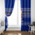 Bosnia and Herzegovina Christmas Window Curtain with Santa Playing Traditional Instrument and Blue Snowflake Pattern - Wonder Print Shop