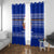 Bosnia and Herzegovina Christmas Window Curtain with Santa Playing Traditional Instrument and Blue Snowflake Pattern - Wonder Print Shop