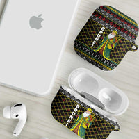 Brunei Christmas AirPods Case with Traditional Santa Gift Basket and Black Yellow Red Holiday Pattern - Wonder Print Shop