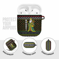 Brunei Christmas AirPods Case with Traditional Santa Gift Basket and Black Yellow Red Holiday Pattern - Wonder Print Shop