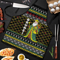 Brunei Christmas Apron with Traditional Santa Gift Basket and Black Yellow Red Holiday Pattern - Wonder Print Shop