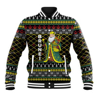 Brunei Christmas Baseball Jacket with Traditional Santa Gift Basket and Black Yellow Red Holiday Pattern - Wonder Print Shop
