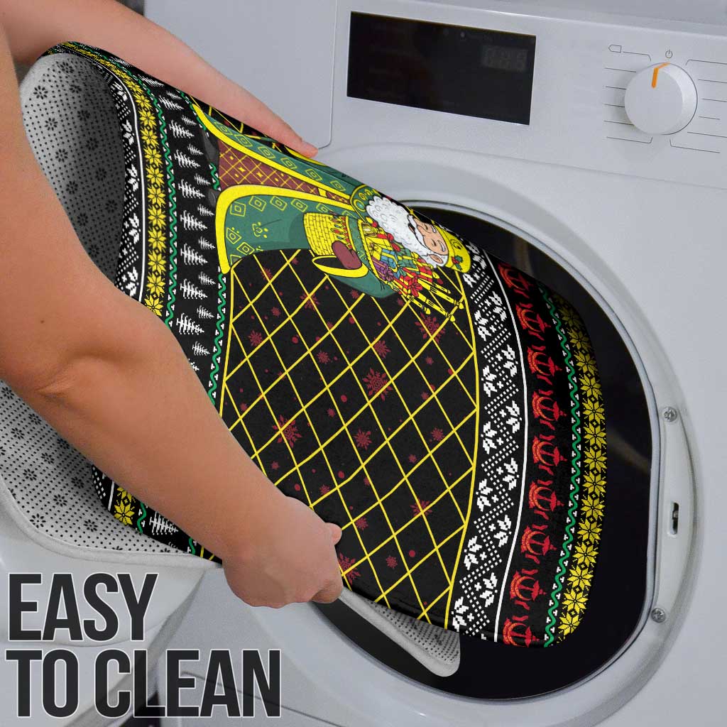 Brunei Christmas Bathroom Set with Traditional Santa Gift Basket and Black Yellow Red Holiday Pattern - Wonder Print Shop