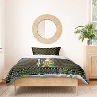 Brunei Christmas Bedding Set with Traditional Santa Gift Basket and Black Yellow Red Holiday Pattern - Wonder Print Shop