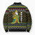 Brunei Christmas Bomber Puffer Jacket with Traditional Santa Gift Basket and Black Yellow Red Holiday Pattern - Wonder Print Shop