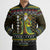 Brunei Christmas Bomber Puffer Jacket with Traditional Santa Gift Basket and Black Yellow Red Holiday Pattern - Wonder Print Shop