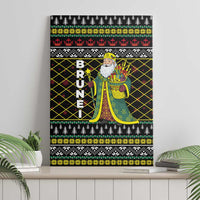 Brunei Christmas Canvas Wall Art with Traditional Santa Gift Basket and Black Yellow Red Holiday Pattern - Wonder Print Shop