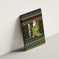 Brunei Christmas Canvas Wall Art with Traditional Santa Gift Basket and Black Yellow Red Holiday Pattern - Wonder Print Shop