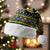 Brunei Christmas Santa Hat with Traditional Santa Gift Basket and Black Yellow Red Holiday Pattern - Wonder Print Shop