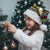 Brunei Christmas Santa Hat with Traditional Santa Gift Basket and Black Yellow Red Holiday Pattern - Wonder Print Shop