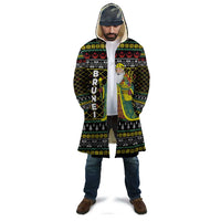 Brunei Christmas Cloak with Traditional Santa Gift Basket and Black Yellow Red Holiday Pattern - Wonder Print Shop