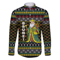 Brunei Christmas Family Matching Short Sleeve Bodycon Dress and Hawaiian Shirt with Traditional Santa Gift Basket and Black Yellow Red Holiday Pattern - Wonder Print Shop