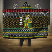Brunei Christmas Hooded Blanket with Traditional Santa Gift Basket and Black Yellow Red Holiday Pattern - Wonder Print Shop