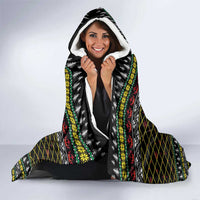 Brunei Christmas Hooded Blanket with Traditional Santa Gift Basket and Black Yellow Red Holiday Pattern - Wonder Print Shop