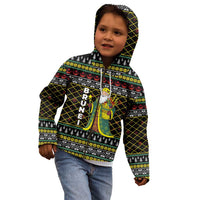 Brunei Christmas Kid Hoodie with Traditional Santa Gift Basket and Black Yellow Red Holiday Pattern - Wonder Print Shop