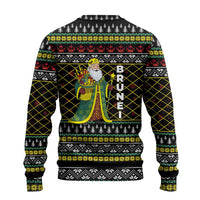 Brunei Christmas Ugly Christmas Sweater with Traditional Santa Gift Basket and Black Yellow Red Holiday Pattern - Wonder Print Shop