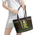 Brunei Christmas Leather Tote Bag with Traditional Santa Gift Basket and Black Yellow Red Holiday Pattern - Wonder Print Shop