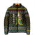 Brunei Christmas Padded Jacket with Traditional Santa Gift Basket and Black Yellow Red Holiday Pattern - Wonder Print Shop