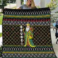 Brunei Christmas Quilt with Traditional Santa Gift Basket and Black Yellow Red Holiday Pattern - Wonder Print Shop