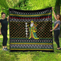 Brunei Christmas Quilt with Traditional Santa Gift Basket and Black Yellow Red Holiday Pattern - Wonder Print Shop