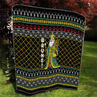 Brunei Christmas Quilt with Traditional Santa Gift Basket and Black Yellow Red Holiday Pattern - Wonder Print Shop