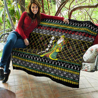 Brunei Christmas Quilt with Traditional Santa Gift Basket and Black Yellow Red Holiday Pattern - Wonder Print Shop