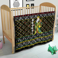 Brunei Christmas Quilt with Traditional Santa Gift Basket and Black Yellow Red Holiday Pattern - Wonder Print Shop