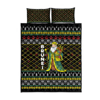 Brunei Christmas Quilt Bed Set with Traditional Santa Gift Basket and Black Yellow Red Holiday Pattern - Wonder Print Shop
