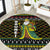 Brunei Christmas Round Carpet with Traditional Santa Gift Basket and Black Yellow Red Holiday Pattern - Wonder Print Shop