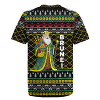Brunei Christmas Rugby Jersey with Traditional Santa Gift Basket and Black Yellow Red Holiday Pattern - Wonder Print Shop