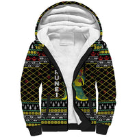 Brunei Christmas Sherpa Hoodie with Traditional Santa Gift Basket and Black Yellow Red Holiday Pattern - Wonder Print Shop