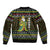 Brunei Christmas Sleeve Zip Bomber Jacket with Traditional Santa Gift Basket and Black Yellow Red Holiday Pattern - Wonder Print Shop