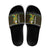 Brunei Christmas Slide Sandals with Traditional Santa Gift Basket and Black Yellow Red Holiday Pattern - Wonder Print Shop