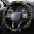 Brunei Christmas Steering Wheel Cover with Traditional Santa Gift Basket and Black Yellow Red Holiday Pattern - Wonder Print Shop