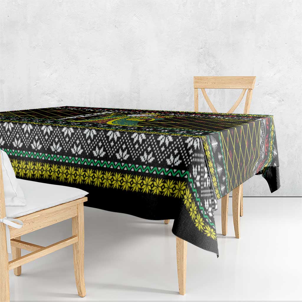 Brunei Christmas Tablecloth with Traditional Santa Gift Basket and Black Yellow Red Holiday Pattern - Wonder Print Shop