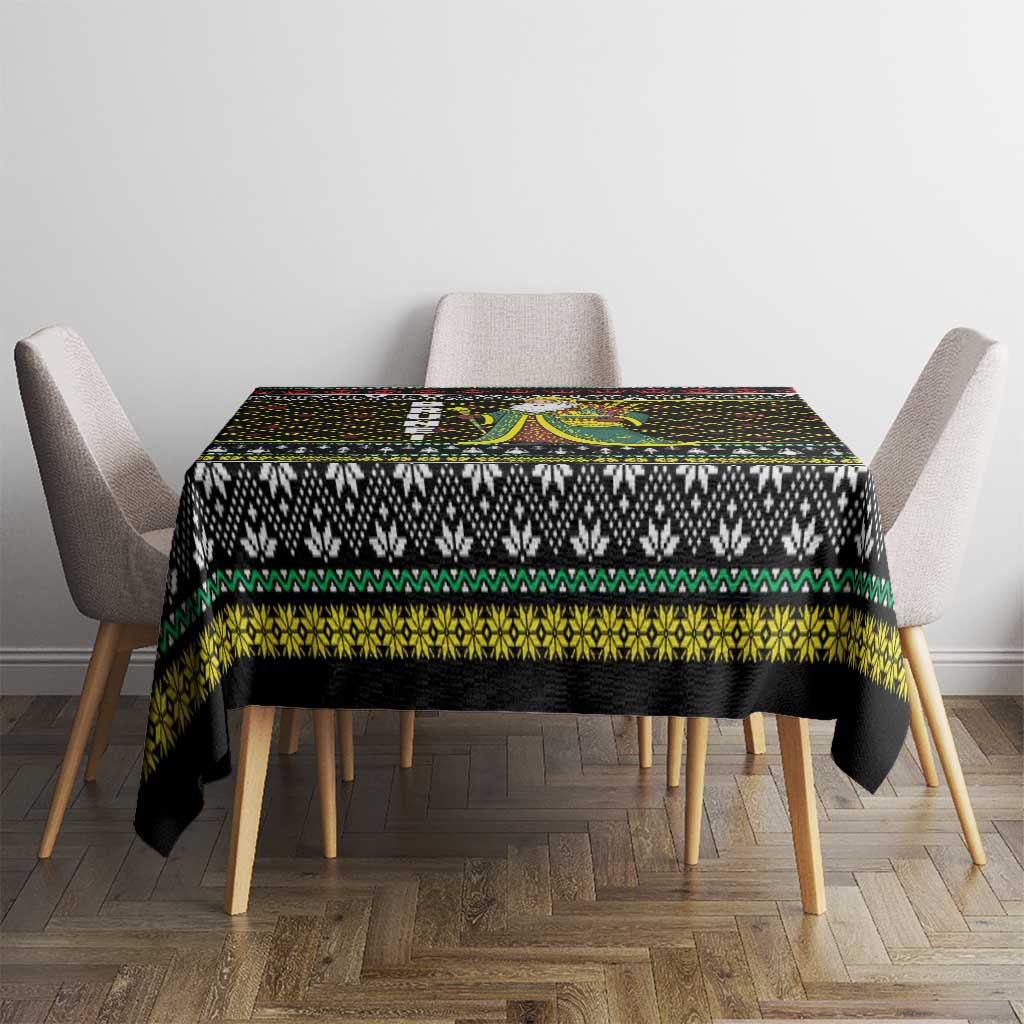 Brunei Christmas Tablecloth with Traditional Santa Gift Basket and Black Yellow Red Holiday Pattern - Wonder Print Shop