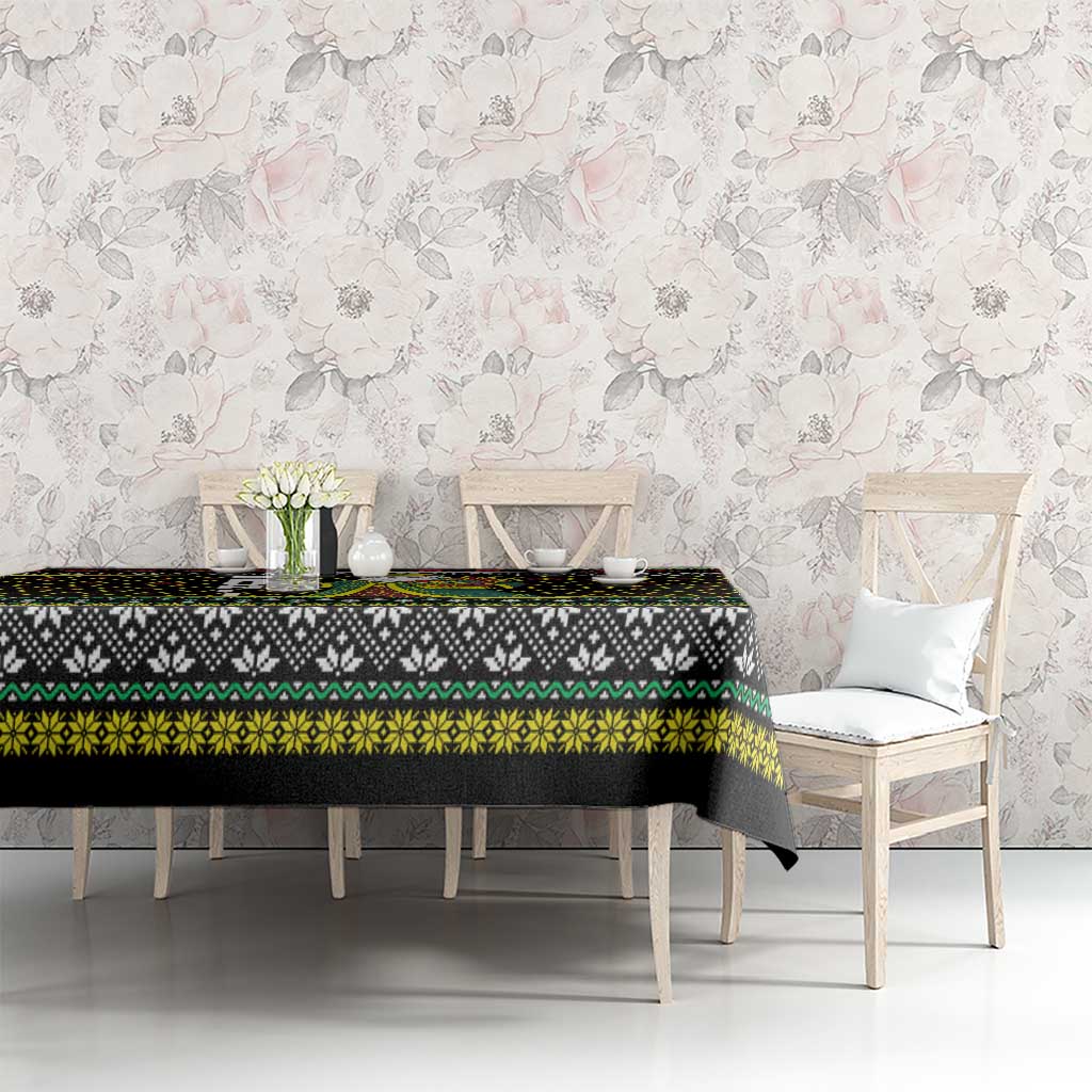 Brunei Christmas Tablecloth with Traditional Santa Gift Basket and Black Yellow Red Holiday Pattern - Wonder Print Shop