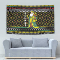 Brunei Christmas Tapestry with Traditional Santa Gift Basket and Black Yellow Red Holiday Pattern - Wonder Print Shop