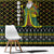 Brunei Christmas Window Curtain with Traditional Santa Gift Basket and Black Yellow Red Holiday Pattern - Wonder Print Shop