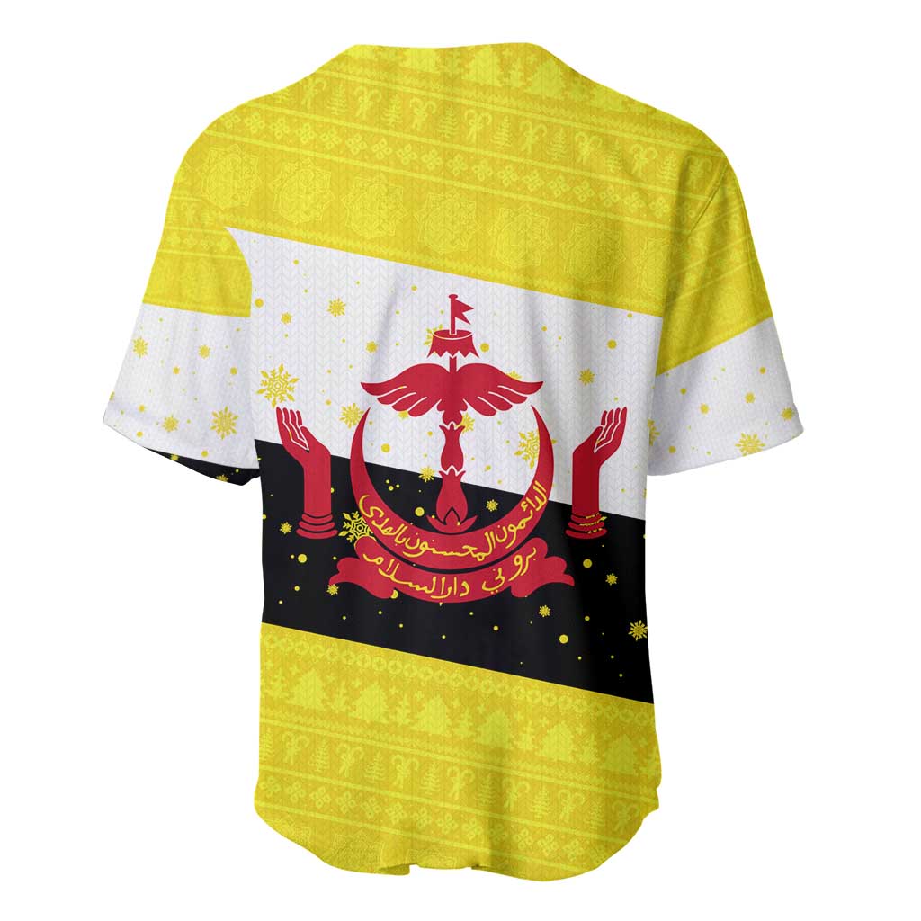 Brunei Christmas Baseball Jersey with Cartoon Monkey Santa Hat Candy Cane and Yellow Black Flag Pattern - Wonder Print Shop