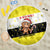 Brunei Christmas Beach Blanket with Cartoon Monkey Santa Hat Candy Cane and Yellow Black Flag Pattern - Wonder Print Shop