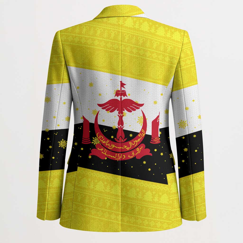 Brunei Christmas Blazer with Cartoon Monkey Santa Hat Candy Cane and Yellow Black Flag Pattern - Wonder Print Shop