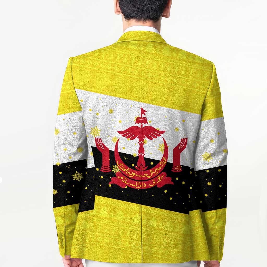 Brunei Christmas Blazer with Cartoon Monkey Santa Hat Candy Cane and Yellow Black Flag Pattern - Wonder Print Shop