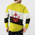 Brunei Christmas Button Sweatshirt with Cartoon Monkey Santa Hat Candy Cane and Yellow Black Flag Pattern - Wonder Print Shop
