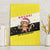 Brunei Christmas Canvas Wall Art with Cartoon Monkey Santa Hat Candy Cane and Yellow Black Flag Pattern - Wonder Print Shop