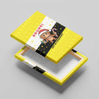 Brunei Christmas Canvas Wall Art with Cartoon Monkey Santa Hat Candy Cane and Yellow Black Flag Pattern - Wonder Print Shop