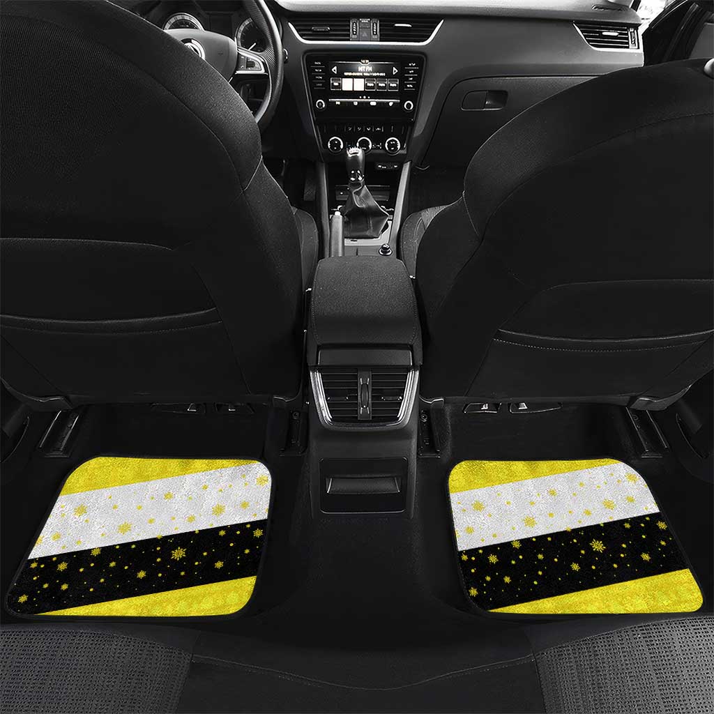 Brunei Christmas Car Mats with Cartoon Monkey Santa Hat Candy Cane and Yellow Black Flag Pattern - Wonder Print Shop