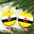 Brunei Christmas Ceramic Ornament with Cartoon Monkey Santa Hat Candy Cane and Yellow Black Flag Pattern - Wonder Print Shop
