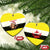 Brunei Christmas Ceramic Ornament with Cartoon Monkey Santa Hat Candy Cane and Yellow Black Flag Pattern - Wonder Print Shop