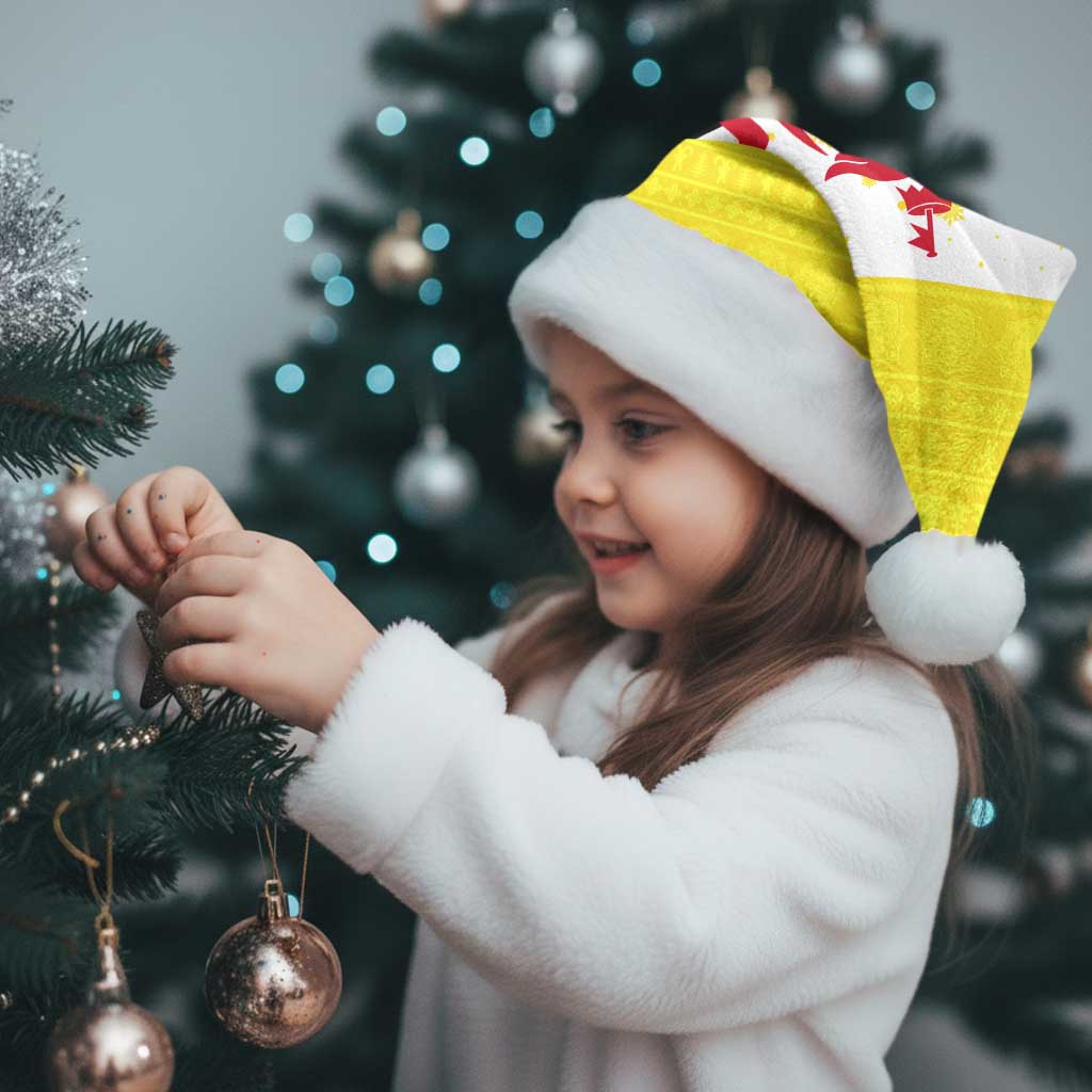 Brunei Christmas Santa Hat with Cartoon Monkey Santa Hat Candy Cane and Yellow Black Flag Pattern - Wonder Print Shop